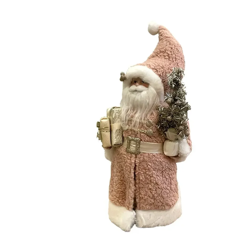 Christmas Santa Figurine 18in Pink Gold and Silver 34th & Pine Holiday Decor New